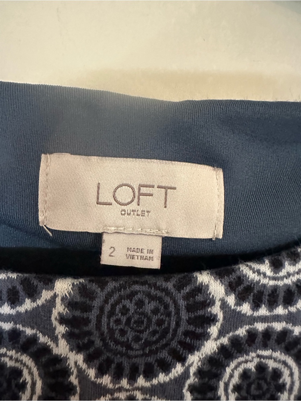 LOFT Navy and White Sleeveless Fit-and-Flare Dress - Picture 4 of 4